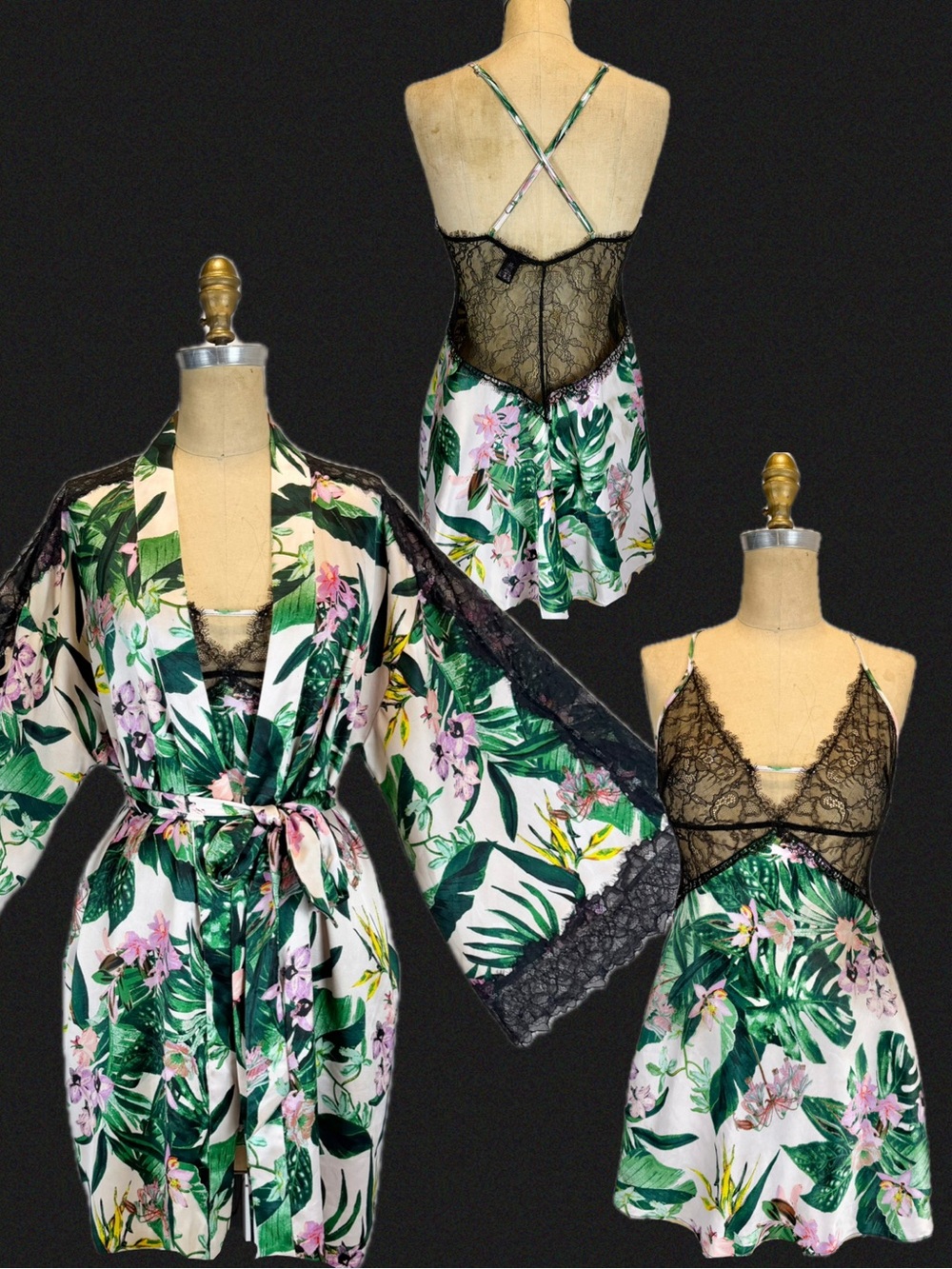 Victorias Secret Moonlit Tropic lingerie set midi robe nightgown night negligee